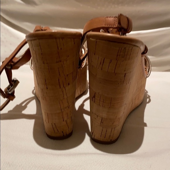 Gold Camel Brown Coach Wedges cork heel Size 7 - Picture 4 of 5